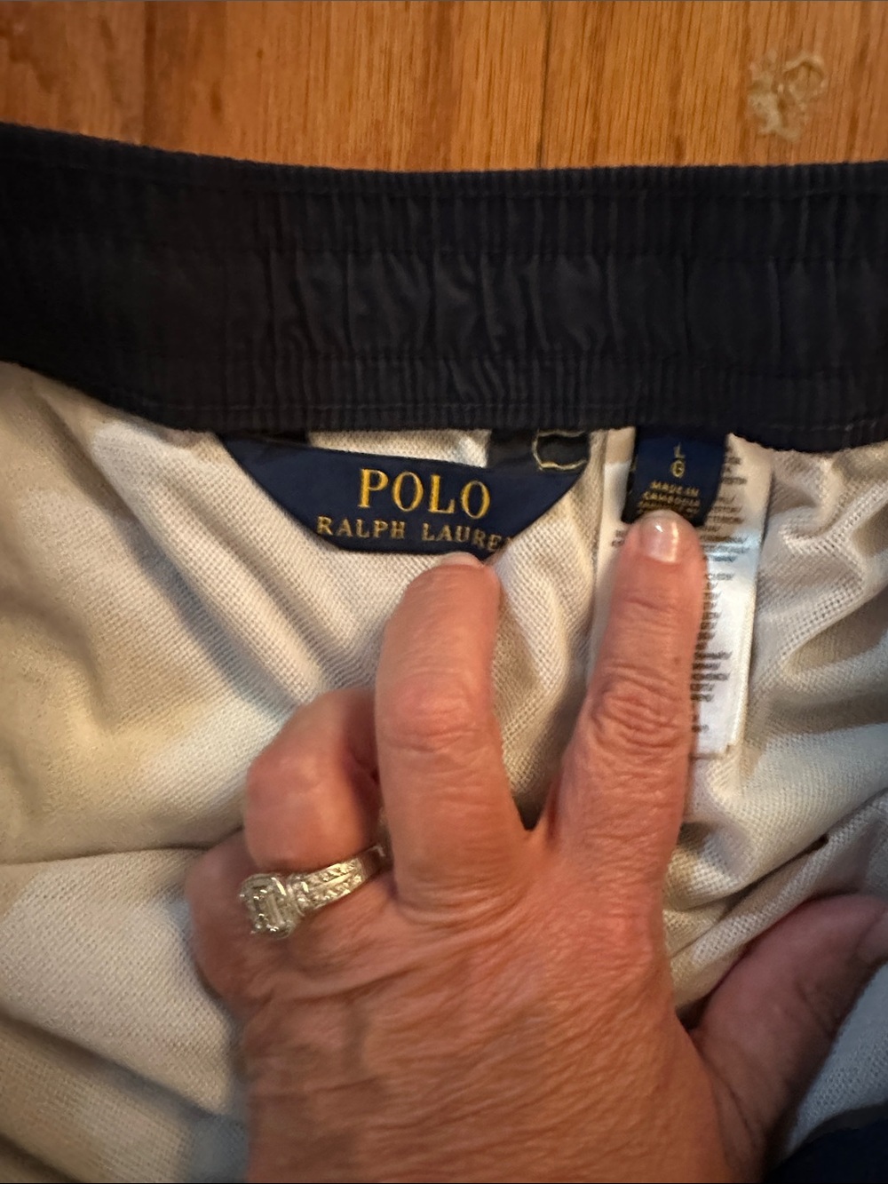 Polo by Ralph Lauren Navy and Gold Logo Swim Shorts - Picture 2 of 4